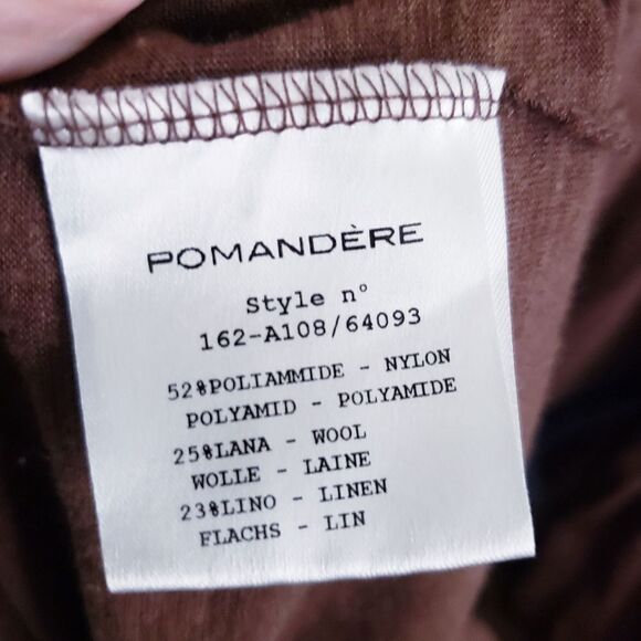 Pomandere Linen Wool Blend Brown Long Sleeve Dress - Picture 7 of 8